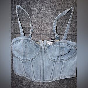 Fashion Nova Light Blue Denim Corset Top